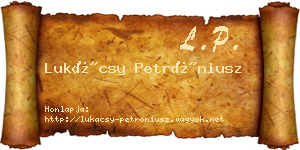 Lukácsy Petróniusz névjegykártya